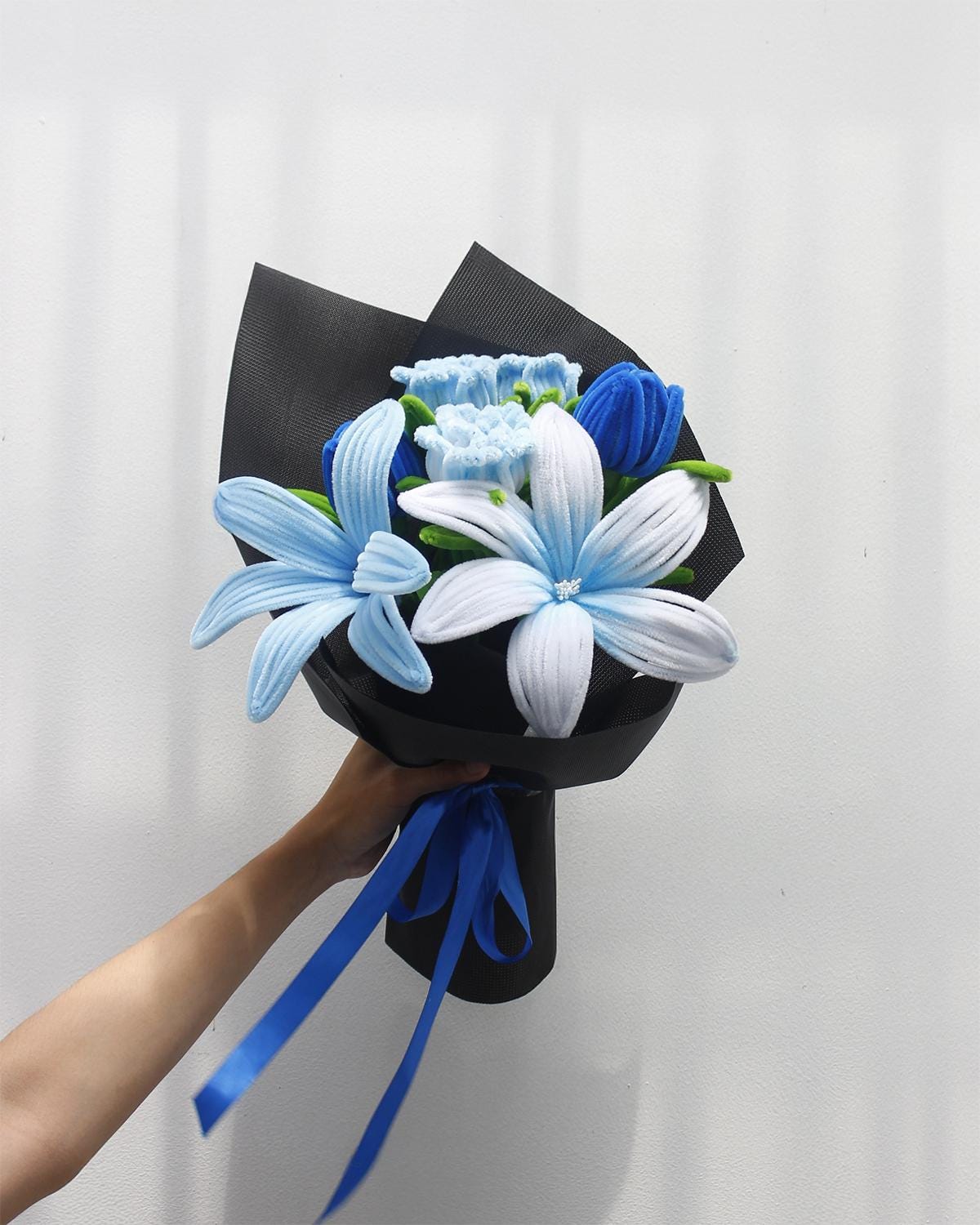Pastel Blue Pipe Cleaner Floral Gifts, Bluence Bouquet Arrangement Pastel Blue Pipe Cleaner Floral Gifts, Bluence Bouquet Arrangement