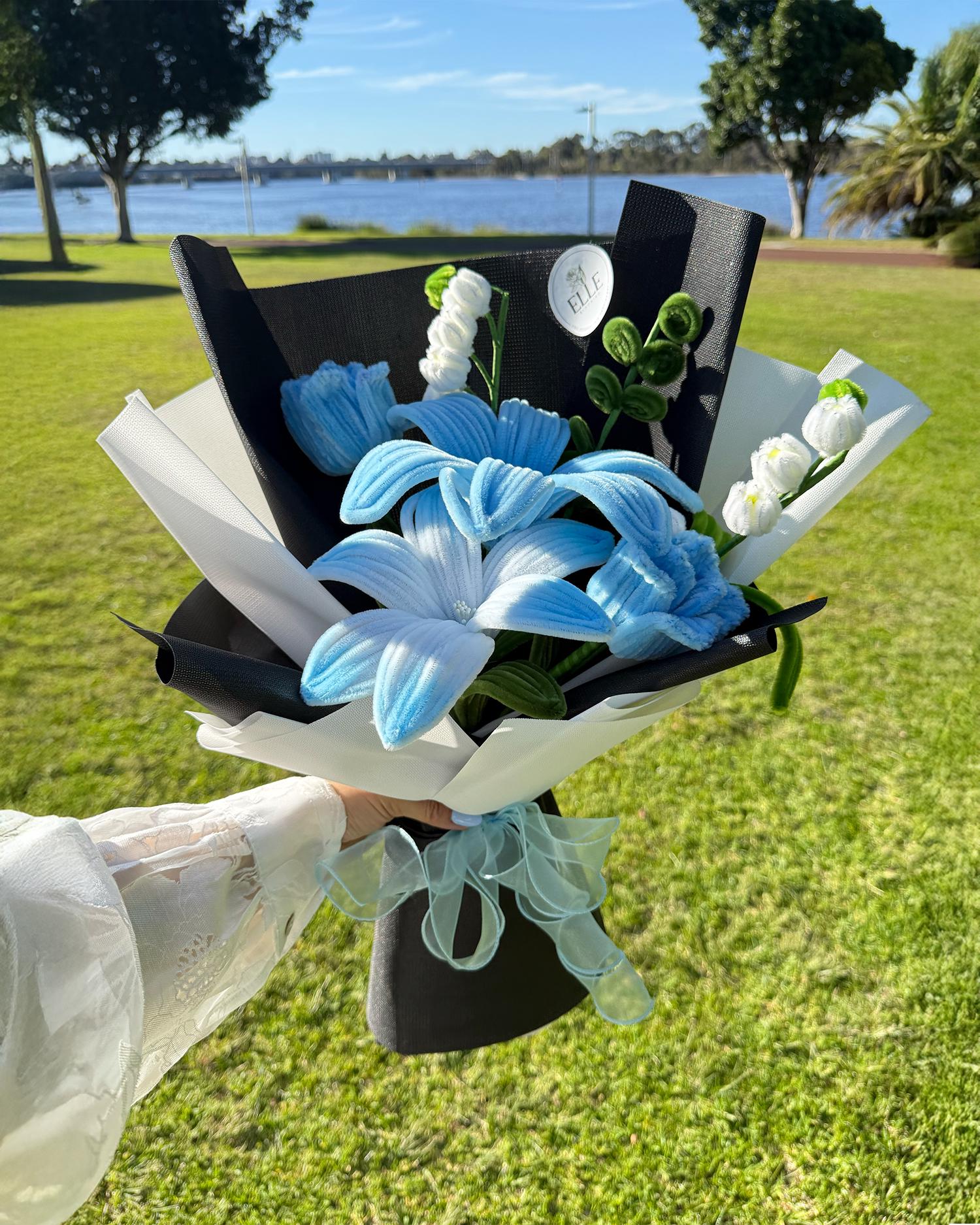 Handmade Mixed Lilies, Tulips and Rose Bouquet, Personalized