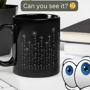 Eat a Bag of Dicks Mug – Hidden Profanity Floral Design – Rude Humour Gift – Black Glossy Coffee Cup – Funny Secret Message Mug 11oz & 15oz