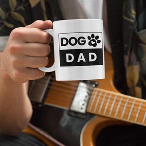 Dog Dad Mug – Funny Father’s Day Gift for Pet Lovers – Paw Print with Heart Design – Dog Lover Coffee Cup – 11oz & 15oz