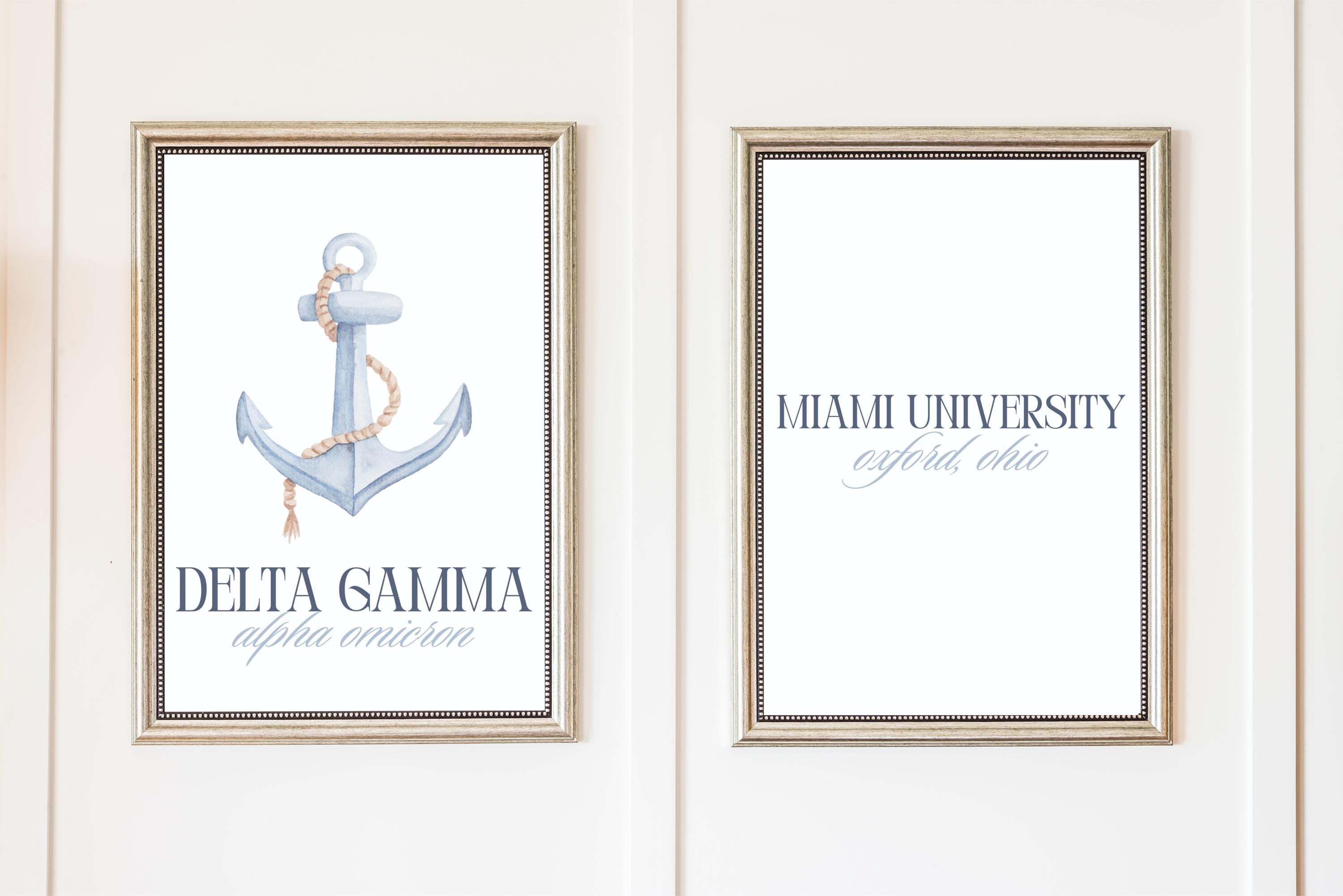 Custom Sorority and University Digital Prints Set of 2, blue, luxury, elegant, symbol, greek life, college, preppy, trending, cute