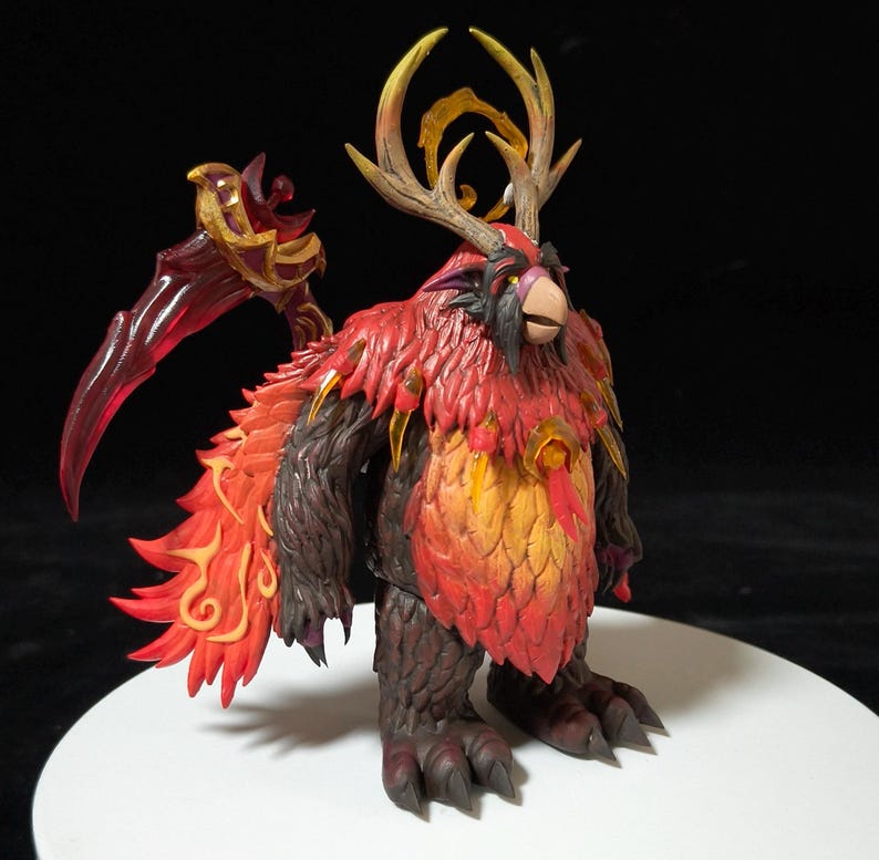 Handmade Moonkin Form Sammlerstück | World of Warcraft inspiriert WOW Balance Druid Figur 2.0 Red Classic  Resin