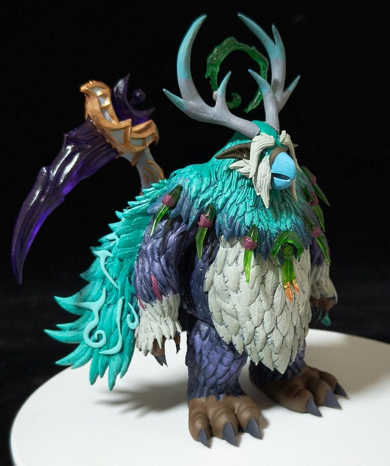 Handmade Moonkin Form Sammlerstück | World of Warcraft inspiriert WOW Balance Druid Figur 2.0 Green Classic  Resin