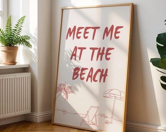 Impresión "Encuéntrame en la playa": Arte mural costero de moda (descarga digital)