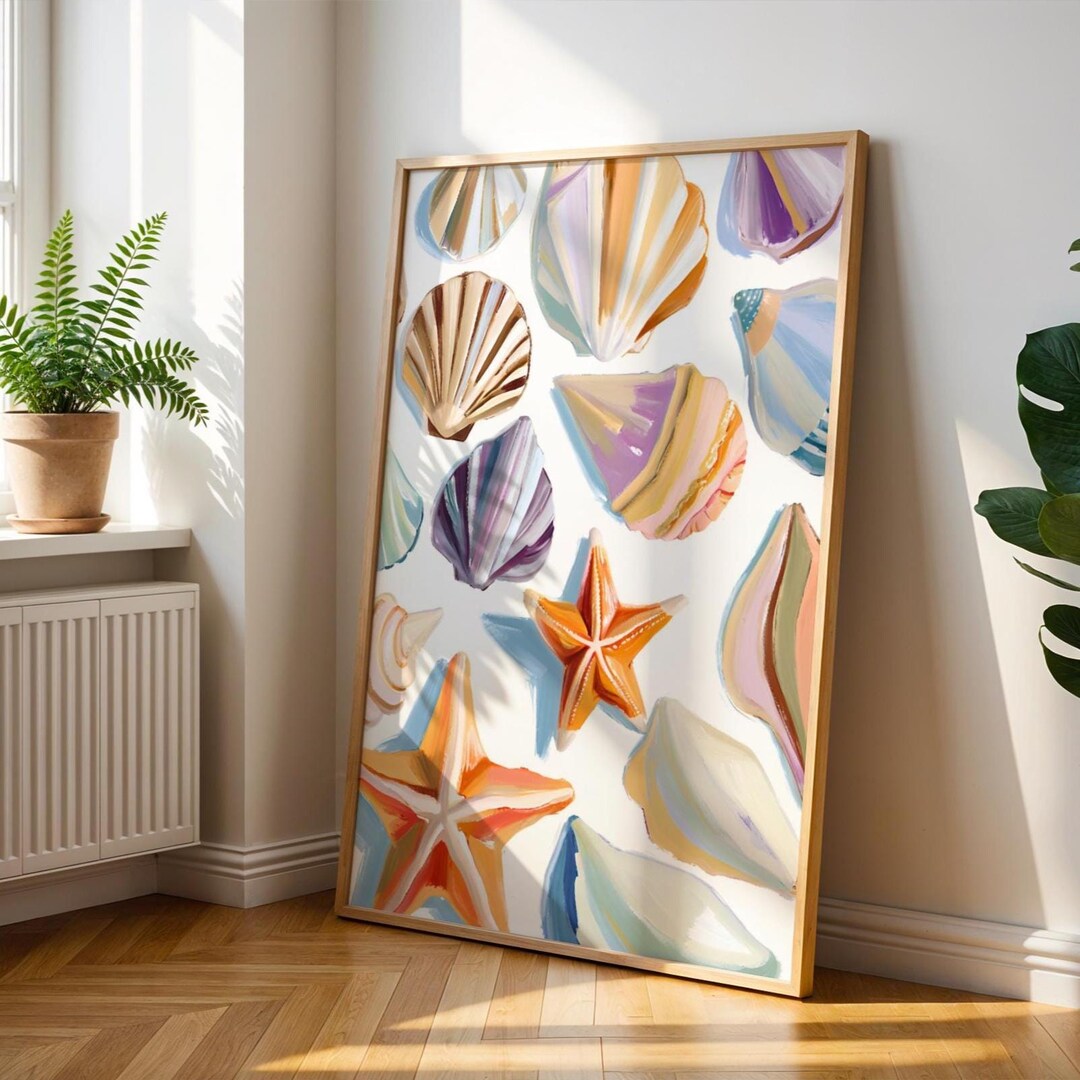 Seashell Wall Art: Colorful Beach House Decor (digital Download) - Etsy