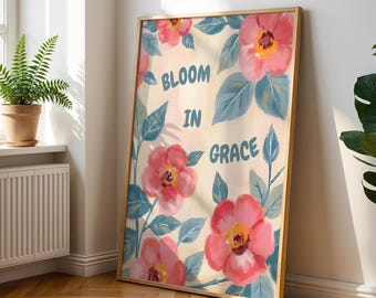 Bloom in Grace Floral Art Print: Cottagecore Flower Oil Painting (Digital Download)