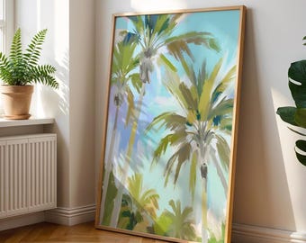 Tropical Palm Tree Painting: Coastal Summer Art (Digital Download)