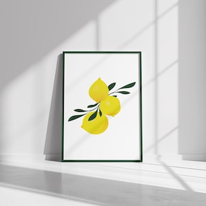 Mediterranean Lemon Wall Art Printable | Greek Kitchen Decor | Bright Citrus Art for Summer Home | Instant Digital Download