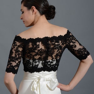 Black Off-Shoulder Alencon Lace bolero jacket Bridal Bolero Wedding jacket wedding bolero bridal shrug bridal jacket