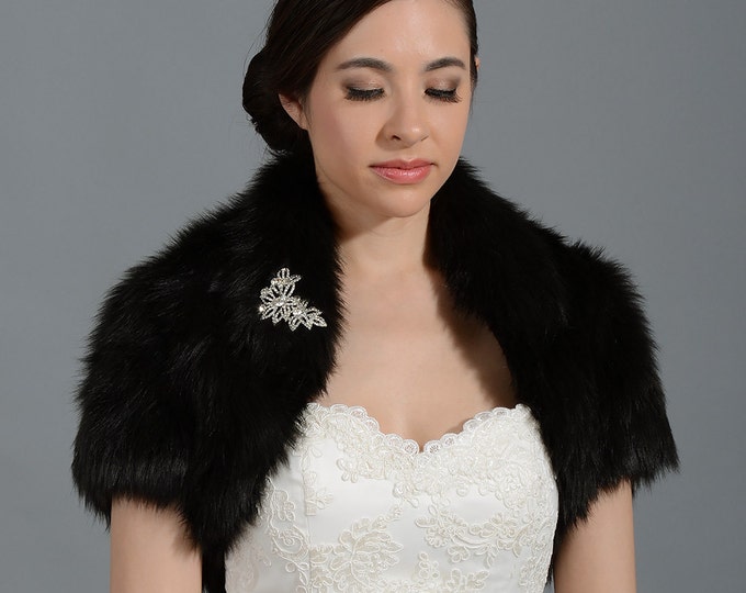 Black Faux Fur Bolero Faux Fur Shrug Fb003black Etsy