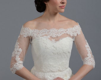 boléro de mariée, boléro en dentelle, boléro de mariage, veste en dentelle, veste de mariage, veste de mariée, haussement d'épaules de mariée, veste boléro, épaules dénudées WJ011