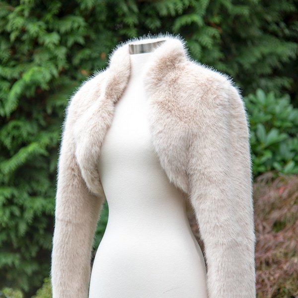 Long sleeve faux fur bolero faux fur jacket faux fur coat faux fur shrug FJ002