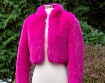 Bolero de piel sintética rosa intenso: Bolero de boda de manga larga