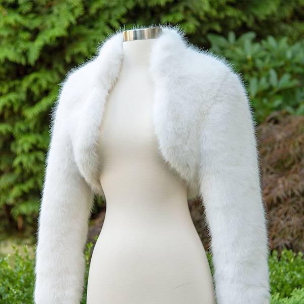 Long sleeve faux fur bolero faux fur jacket faux fur coat faux fur shrug FJ002