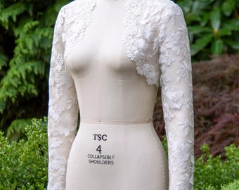 Giacca Sposa A Bustino Tipo Lingerie Di Pizzo Con Scollo Rotondo - Foto 10