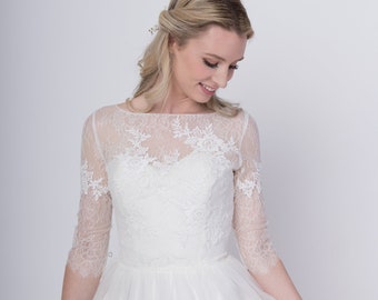 Robe de mariée en dentelle topper ivoire clair col bateau dentelle boléro mariage boléro veste de mariage mariée boléro boléro veste boutonnée dos