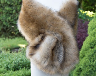 Brown faux fox fur wrap faux fur stole high imitation faux fur shawl bridal wrap faux fur shrug B005-fox-2