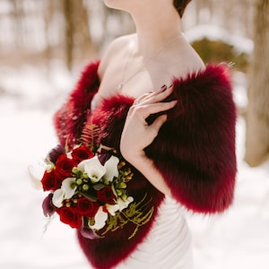 Burgundy online fur cape
