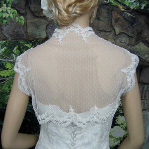 Lace bolero, wedding bolero, wedding jacket, Ivory sleeveless dot lace wedding bridal bolero jacket image 4