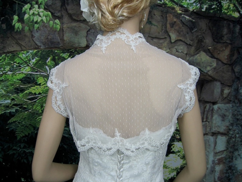 Lace bolero, wedding bolero, wedding jacket, Ivory sleeveless dot lace wedding bridal bolero jacket image 4