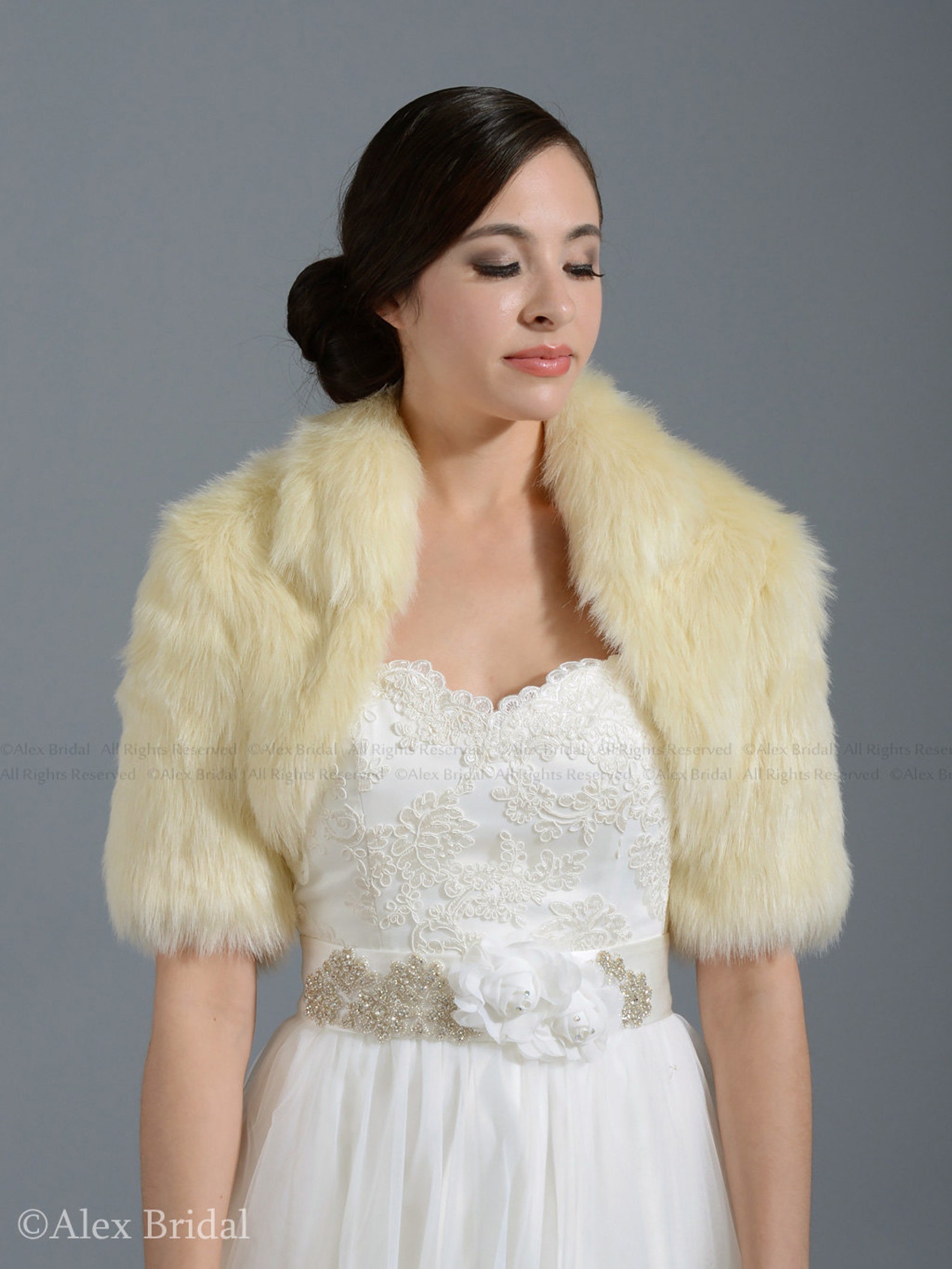 Champagne Faux Fur Bolero Faux Fur Shrug Fb005champagne Etsy