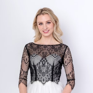Black lace topper bridal lace topper bridal lace jacket bridal separates