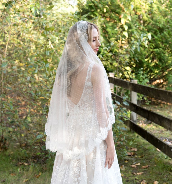Wedding Veil Bridal Veil Mantilla Veil Elbow Length Veil - Etsy