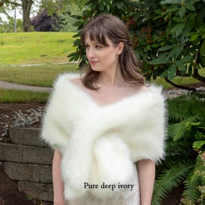 Ivory faux fur wrap faux fur stole faux fur shawl bridal wrap faux fur shrug bridal cape B005 Pure deep ivory