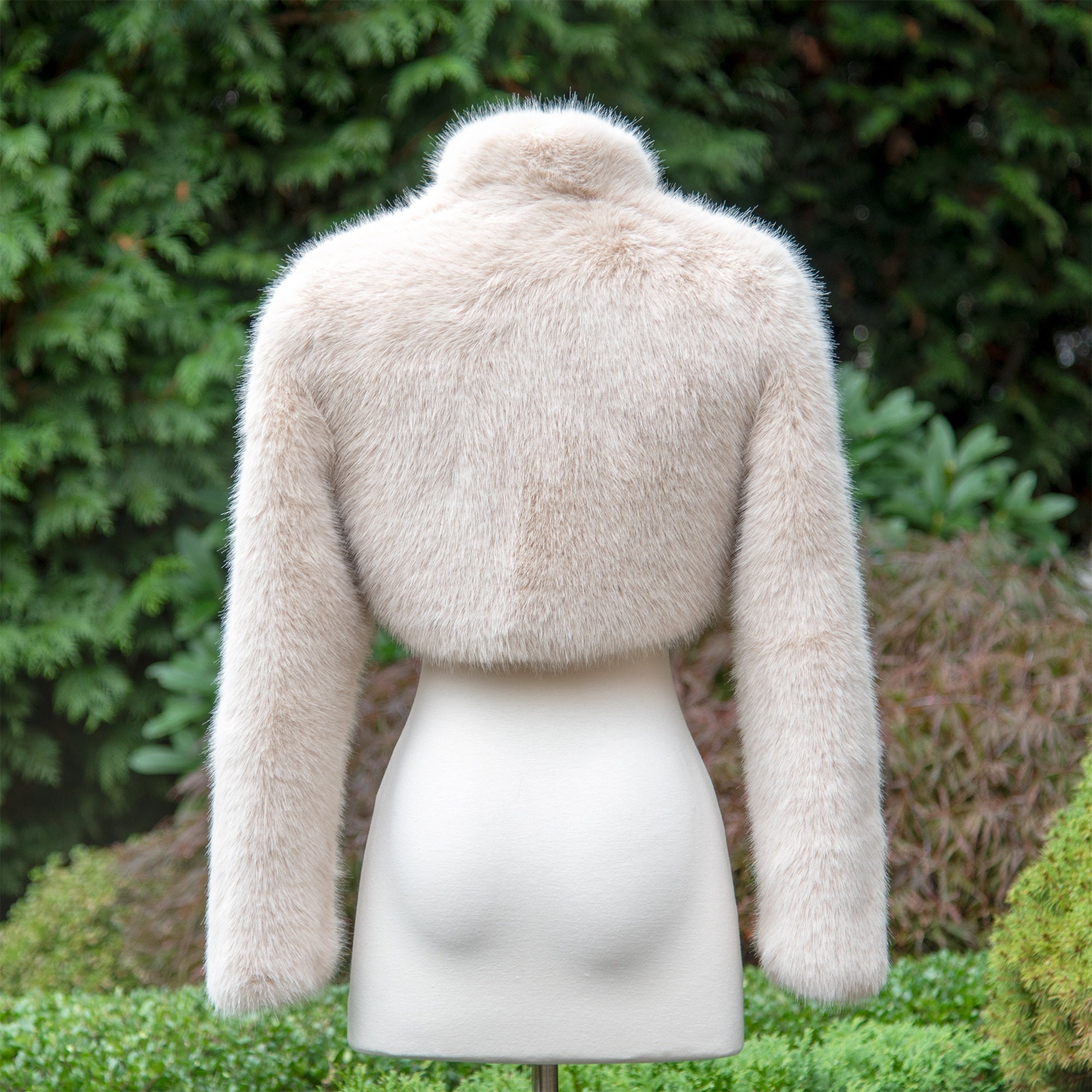 Light Ivory Long Sleeve Faux Fur Bolero Faux Fur Jacket Faux 