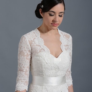 lace bolero, lace shrug, wedding bolero, ivory bolero, bridal shrug, wedding jacket, bolero jacket, bridal bolero, bridal jacket, 3/4 sleeve