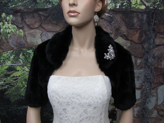 black faux fur bolero jacket