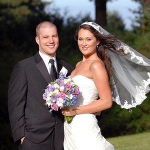 wedding veil, bridal veil, mantilla veil, elbow length veil, alencon lace veil, wedding veil ivory