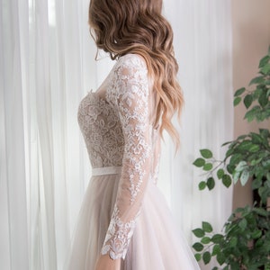Light Ivory Long Sleeve Wedding Dress Topper | Light Ivory Bridal Lace ...