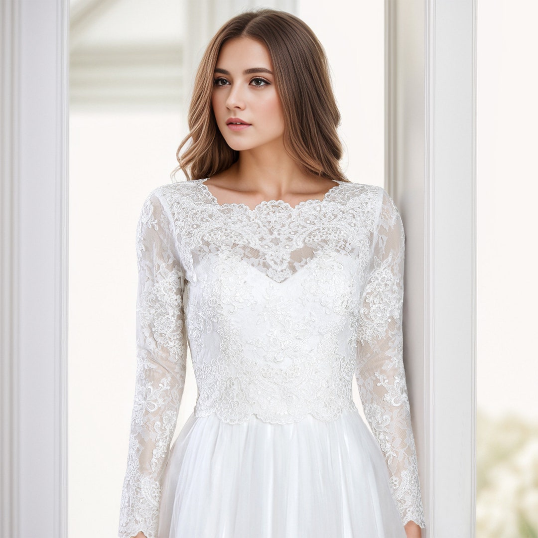 Ivory Lace Wedding Dress Topper: Long Sleeve Bridal Bolero - Etsy