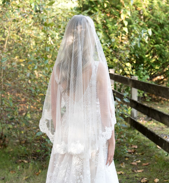 Lace Elbow Wedding Veil 30'' Elbow Length Veil With 
