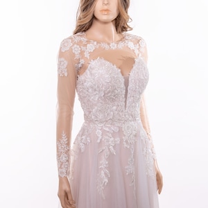 Wedding Dress Topper With Keyhole Back and Long Sleeves, Wedding Bolero ...
