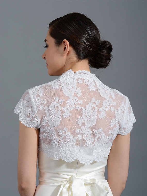 Weißer Spitzen Bolero, Hochzeitsbolero, Hochzeitsjacke, weiße