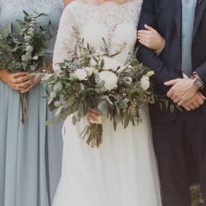 Long sleeve lace topper light ivory bridal lace topper bridal lace jacket bridal separates image 5