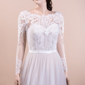 Ivory Long Sleeve Wedding Dress Topper Buttoned Back Lace - Etsy