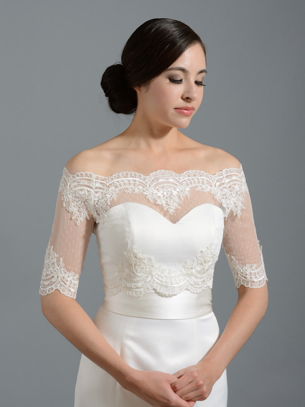 NEW Womens Bridal Ivory/White/Black Tulle Bolero Shrug Wedding Jacket Size S-2XL 