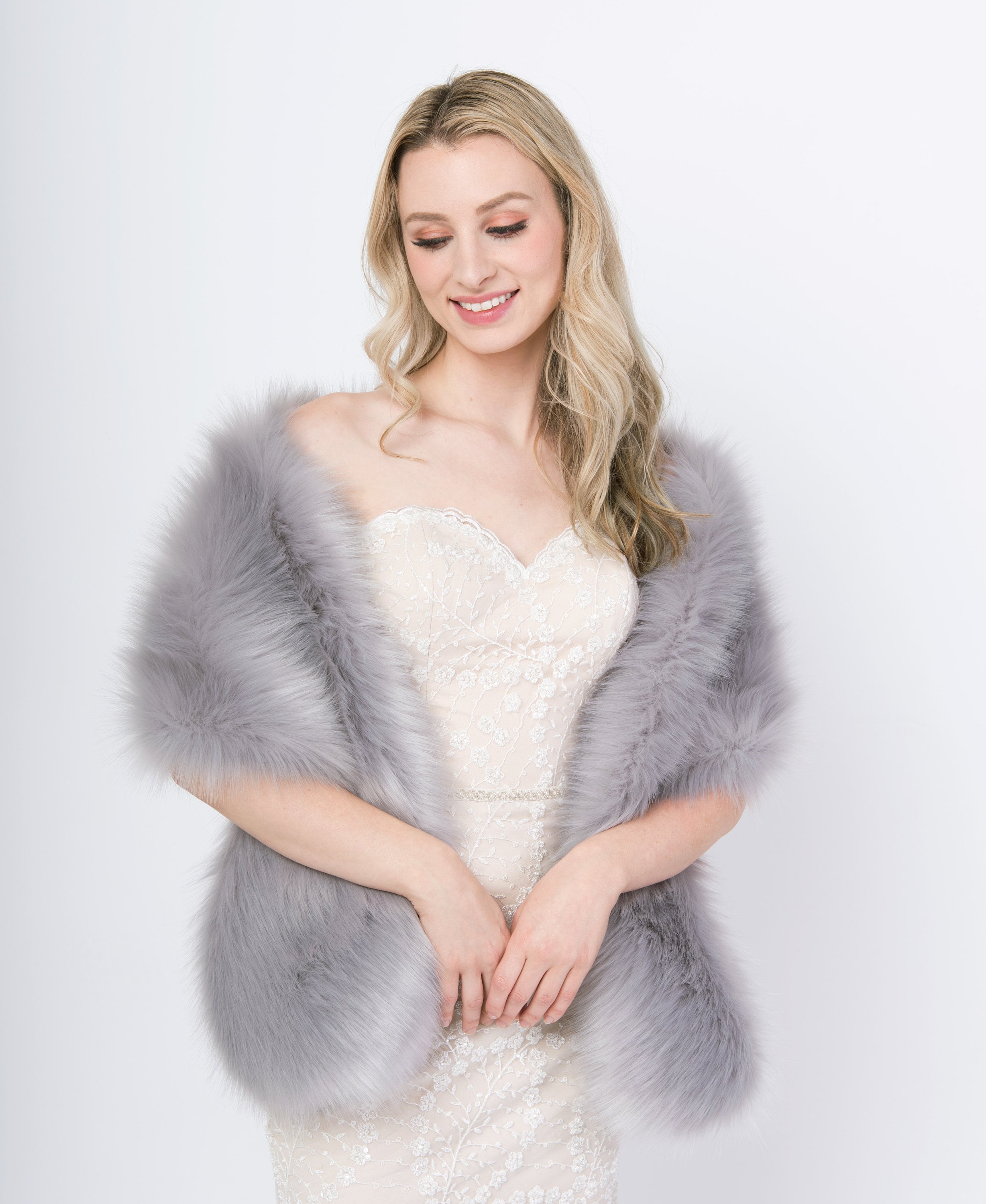 Gray Faux Fur Wrap Faux Fur Stole Faux Fur Shawl Bridal Wrap Etsy