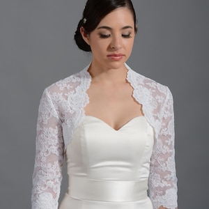 White 3/4 length sleeves lace bolero, lace shrug, wedding bolero, bridal shrug, wedding jacket, bolero jacket, bridal bolero, lace bolero