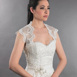 Lace bolero, wedding bolero, wedding jacket, Ivory sleeveless dot lace wedding bridal bolero jacket