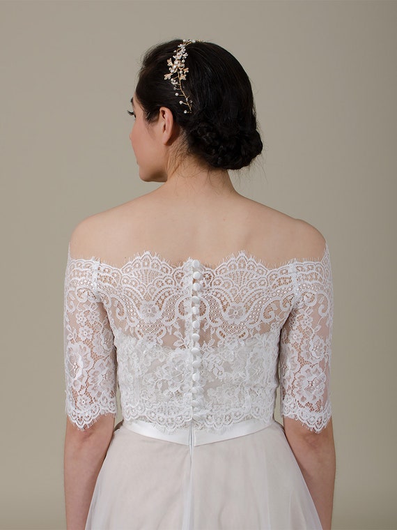 Off the shoulder lace clearance topper
