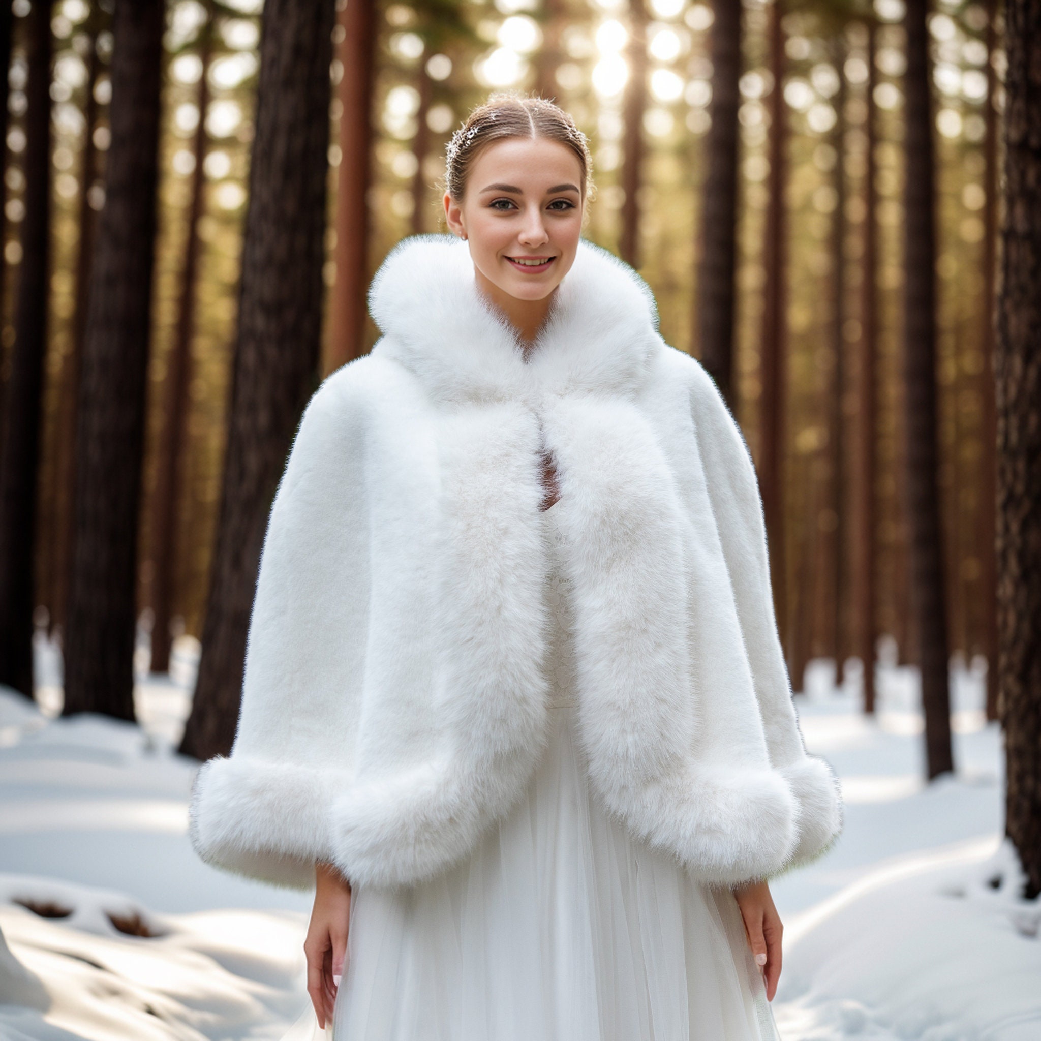 White Hooded Faux Fur Jacket - Etsy