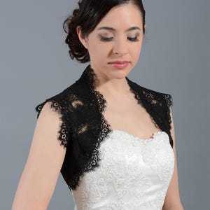 Black sleeveless bridal lace wedding bolero jacket