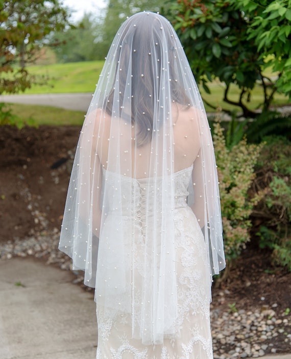 Scattered Pearl Two Layer 50 Long Wedding Veil