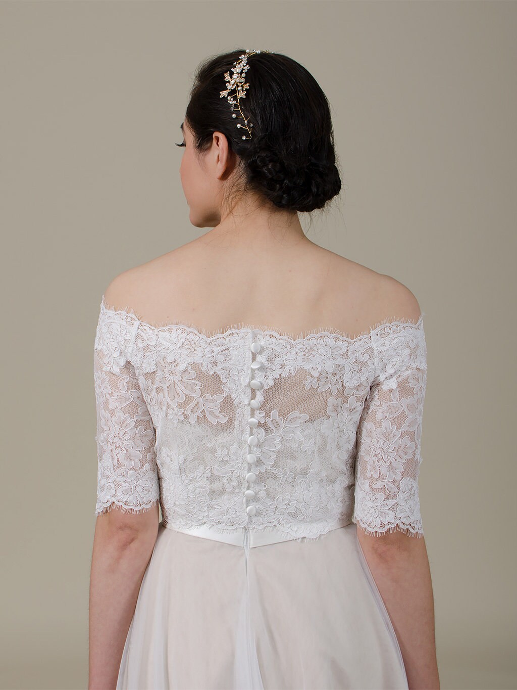 Lace wedding jacket off shoulder hotsell