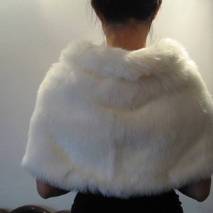 Ivory faux fur wrap faux fur stole faux fur shawl bridal wrap faux fur shrug A001 image 3