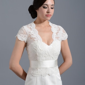 Bolero in pizzo, giacca da sposa, bolero da sposa, bolero da sposa, shrug da sposa, pizzo alencon avorio, davanti aperto